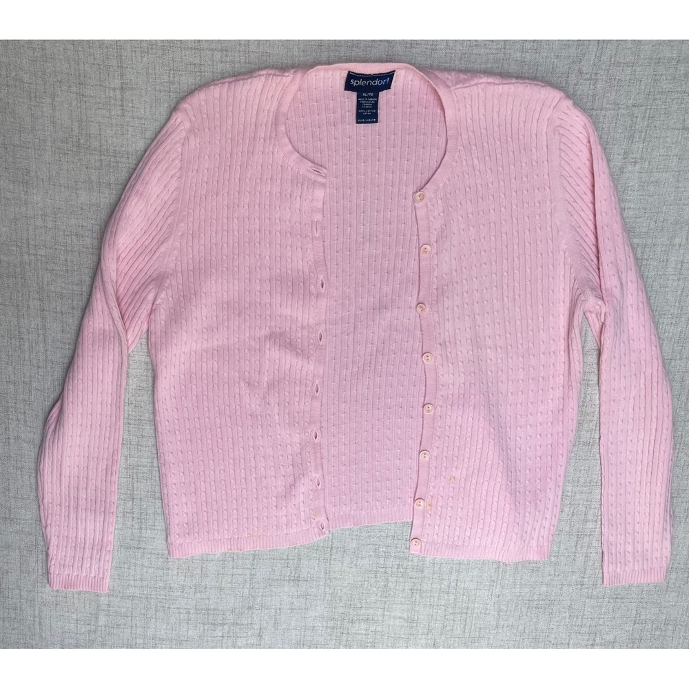 Splendor! Nautral Fiber 100% Cotton‎ Cable Knit Pointelle ButtonCardigan XL